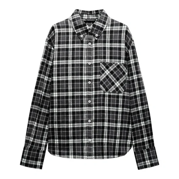 🖤 ZARA Plaid Flannel Shirt | Size L | New - Picture 1 of 8